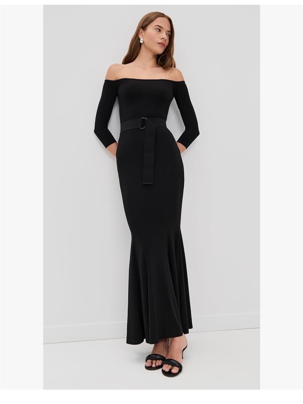 Norma Kamali Kulture Off Shoulder Fishtail Gown in Black